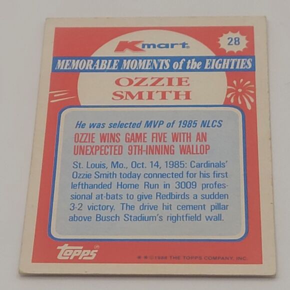 1988 Topps Kmart Memorable Moments - #28 Ozzie Smith - Picture 3 of 4